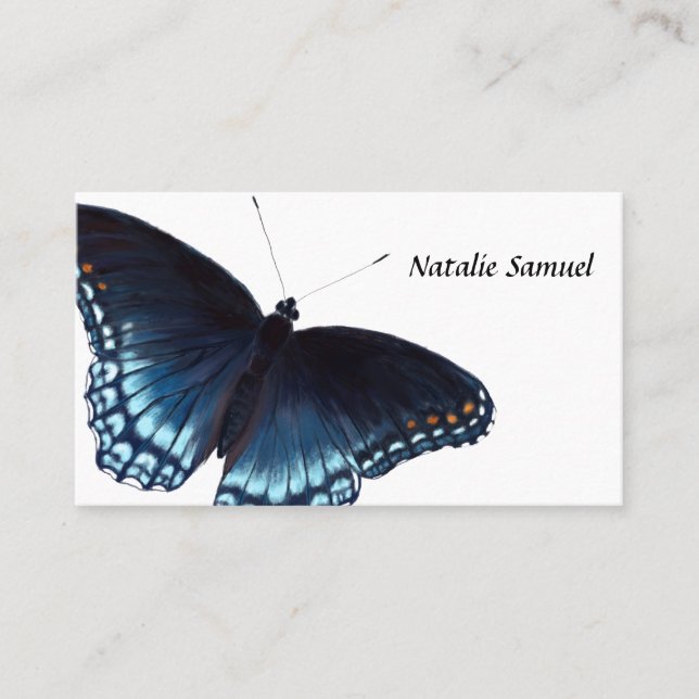 Red-Spotted Purple Butterfly Realistic Painting Business Card (Front)