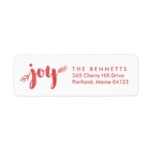 Red Sprigs of Joy Christmas Return Address Label