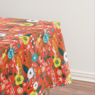 Red Spring Blooming Floral Blossom Garden  Tablecloth