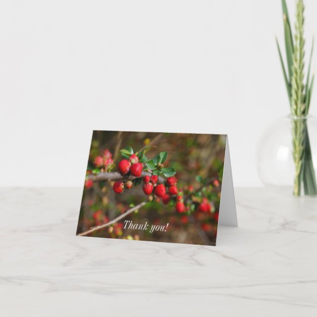 Red Spring Buds Thank You Card (Front)