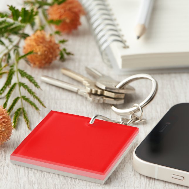 Red Square Acrylic Key Ring (Front Right)