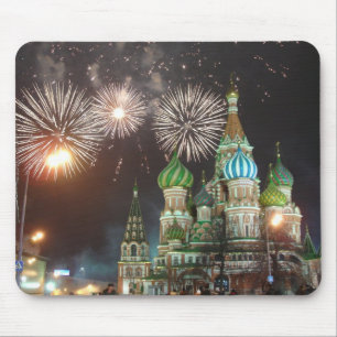 red square fireworks mouse pad
