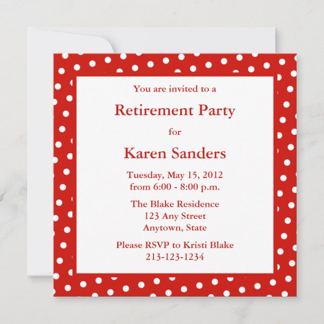 Red Square Formal Party or Event Invitation (Front)
