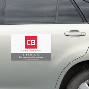 Red Square Monogram Construction, Electrical Car Magnet