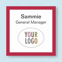 Red Square Nametag Company Logo Pin or Magnetic
