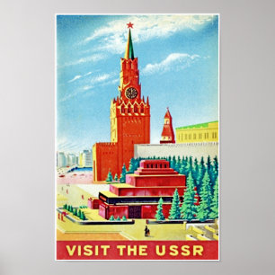 RED SQUARE RUSSIA VINATGE TRAVEL POSTER