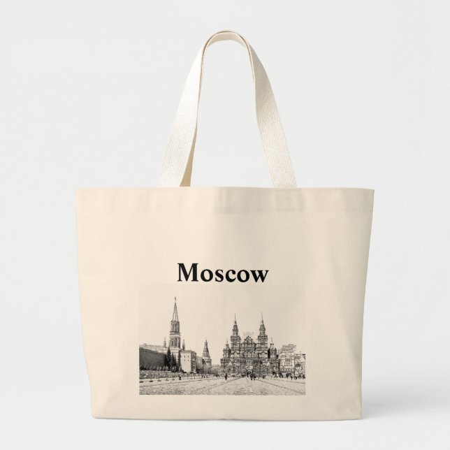 Red Square sketch Large Tote Bag (Front)