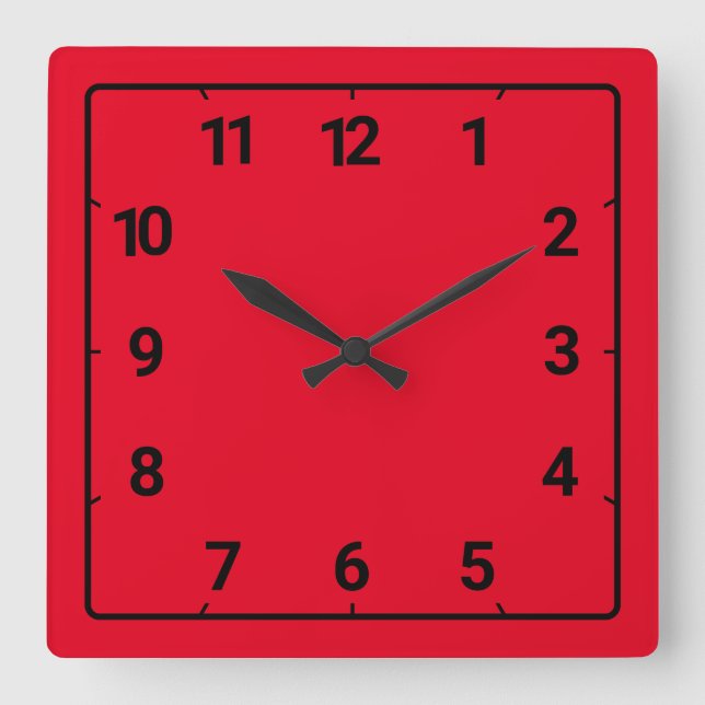 Red Square Wall Clock (Front)