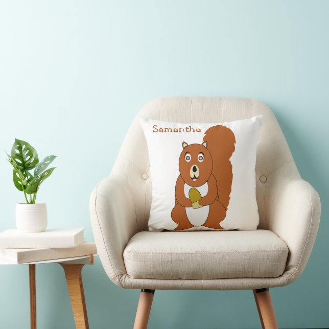 Red Squirrel Design Personalised Cushion (Chair)