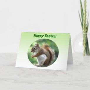 Red Squirrel Easter Holiday Card