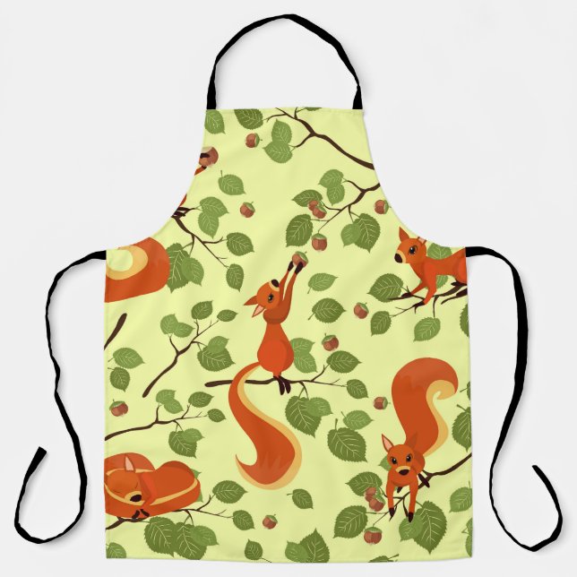 Red squirrel in hazel branches. apron (Front)