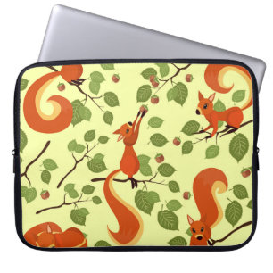 Red squirrel in hazel branches. laptop sleeve
