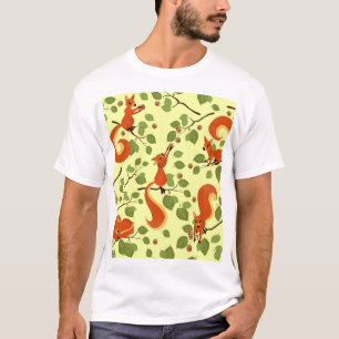 Red squirrel in hazel branches. T-Shirt