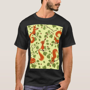 Red squirrel in hazel branches. T-Shirt