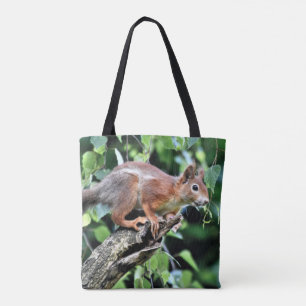 Red Squirrel in Tree Tote Bag