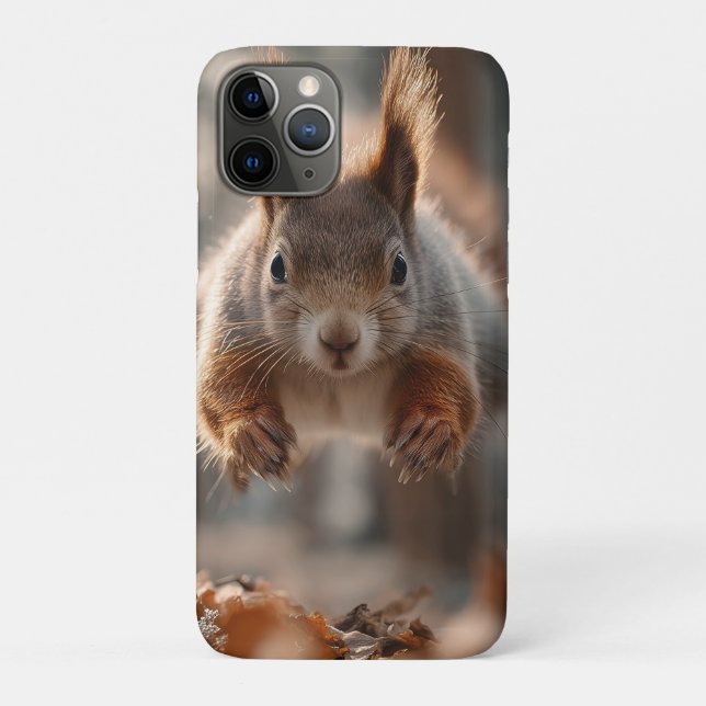 Red Squirrel Leaping in Frosty Forest Case-Mate iPhone Case (Back)