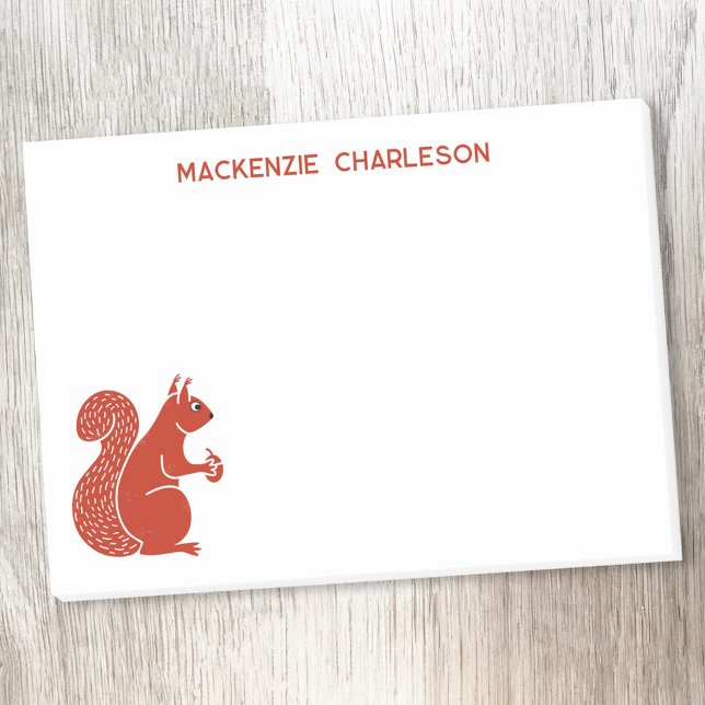 Red Squirrel Personalised Name Post-it Notes (Red squirrel personalized custom name text post-it sticky notes)
