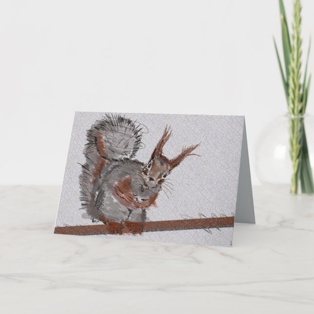 Red Squirrel Says Hello! Card (Front)