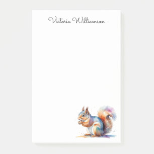 Red Squirrel Watercolor Wildlife Personalised Post-it Notes