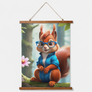 Red Squirrel Wearing Glasses Hanging Tapestry