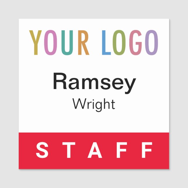 Red Staff Name Badge Event Logo 2x2 Square Pin (Front)