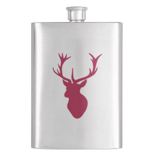 Red Stag Head Christmas or Stag Party Hip Flask