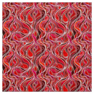Red Stained Glass Abstract Fabric