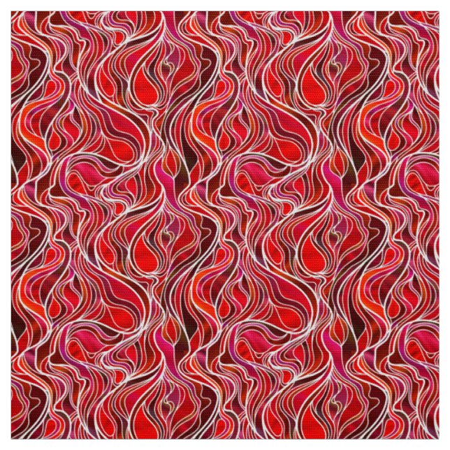 Red Stained Glass Abstract Fabric (Swatch)