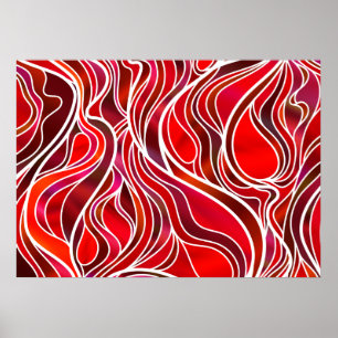 Red Stained Glass Abstract Poster