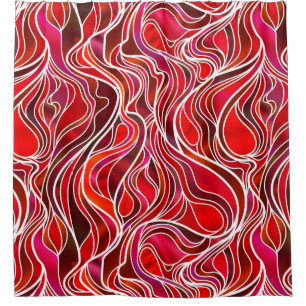 Red Stained Glass Abstract Shower Curtain