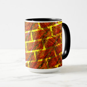Red stained, graze, golden grating or brick effect mug