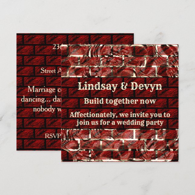 Red stained or scratches on grate or brick effect invitation (Front/Back)