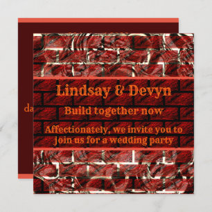 Red stained or scratches on grid or brick effect invitation