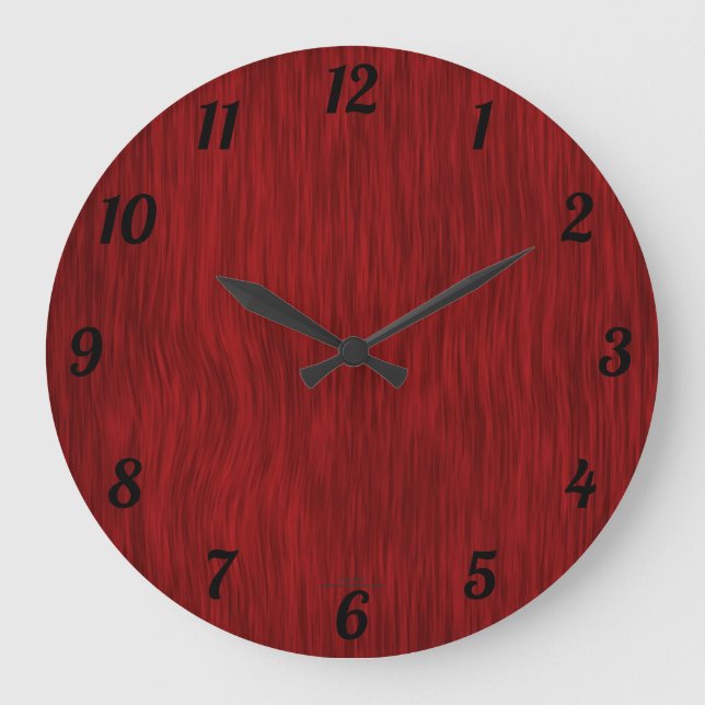 Red Stained Woodgrain Look Clock (Front)