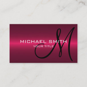Red Stainless Steel Metal Monogram Business Card
