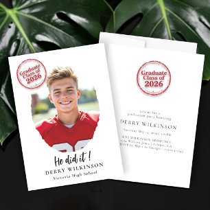 Red Stamp Class of 2026 Graduation Photo  Invitation