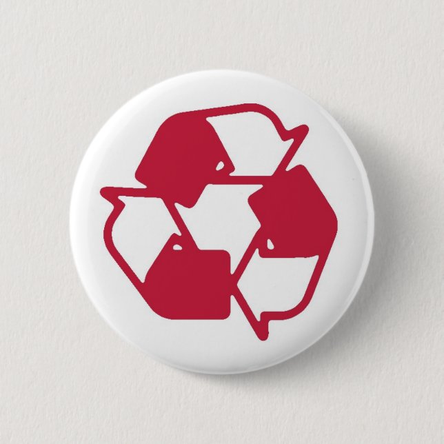 Red Stamped recycle logo 6 Cm Round Badge (Front)