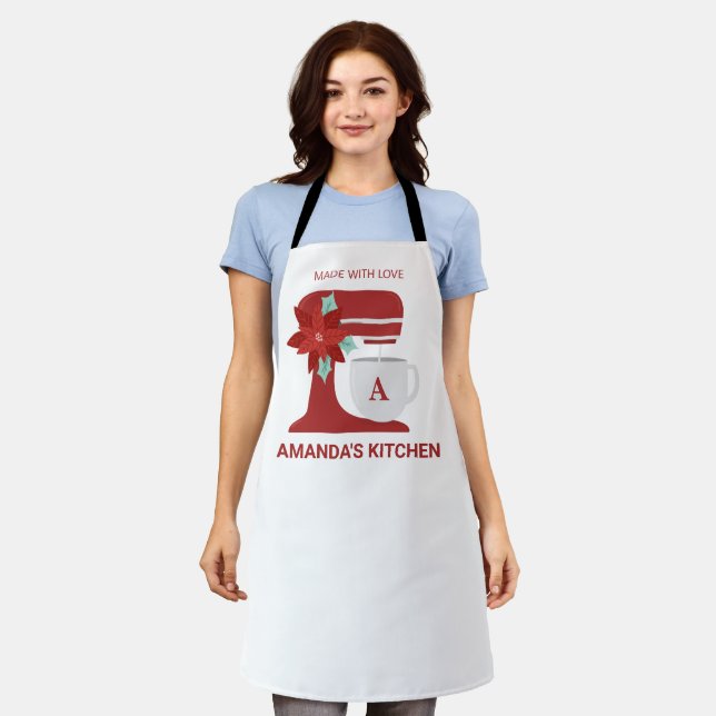 Red Stand Mixer Baking | Monogram  | Christmas Apron (Worn)