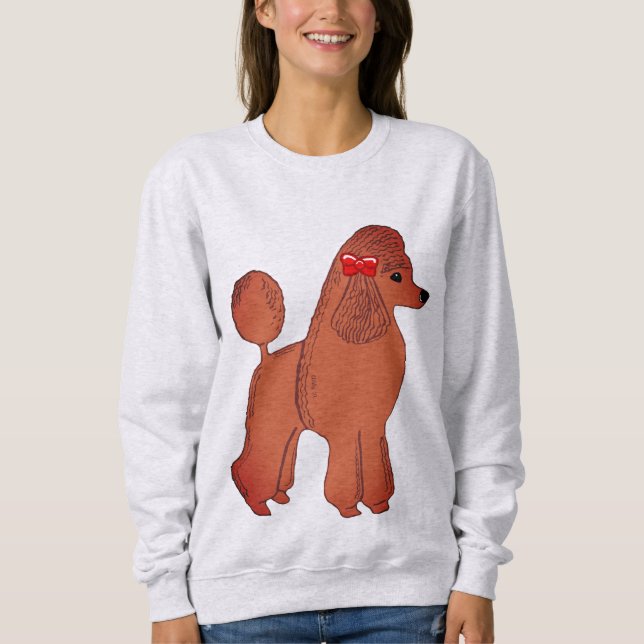 Red Standard Poodle with Bow Women's Sweatshirt (Front)