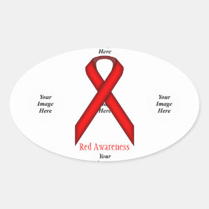 Red Standard Ribbon by Kenneth Yoncich Oval Sticker