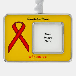 Red Standard Ribbon Tmpl (H-O) by Kenneth Yoncich Silver Plated Framed Ornament