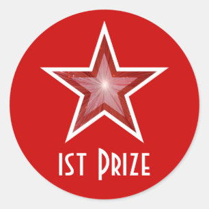 Red Star '1st Prize' round sticker red