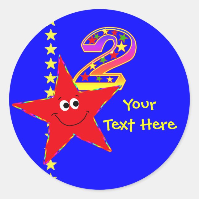 Red Star 2nd Birthday Stickers (Front)