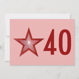 Red Star '40' anniversary invitation pink