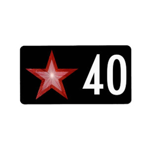 Red Star '40' label medium black