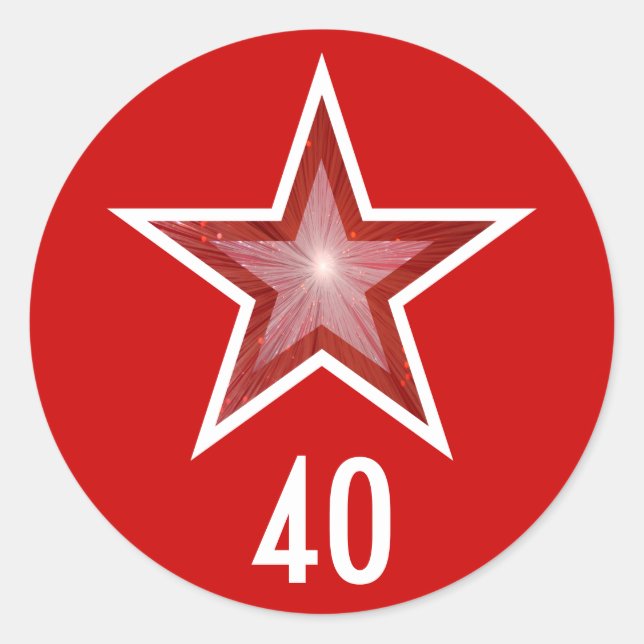 Red Star "40" round sticker red (Front)