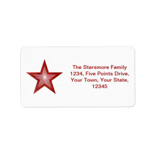 Red Star address label medium white