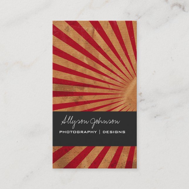 Red Star Burst Background Business Cards (Front)