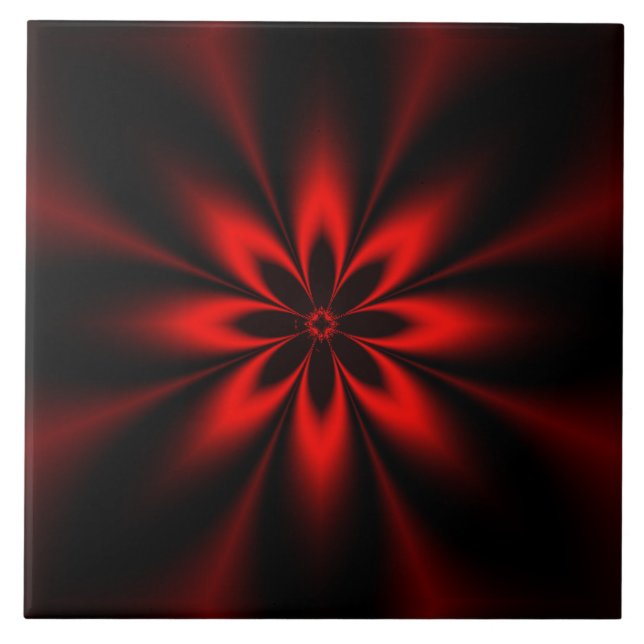 Red Star Burst Ceramic Tile (Front)