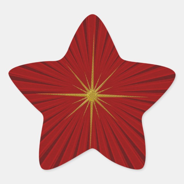 Red Star Burst Christmas Sticker (Front)